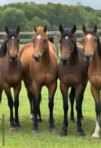  Majestic Harmony  A Stunning Group of Horses in Nature s Embrace  