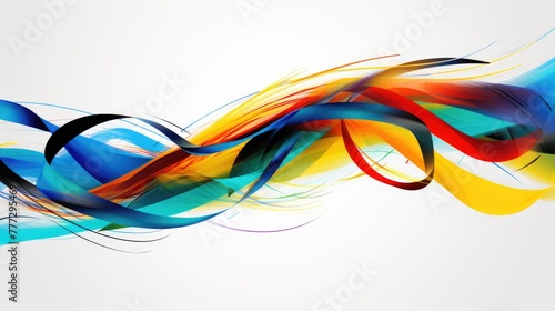 abstract background with Olympic ribbons of blue, black, red, yellow, green colors on a white background, Olympic Games 2024 France, Paris photo