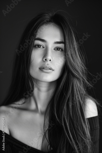 portrait of a beautiful woman with a long hair