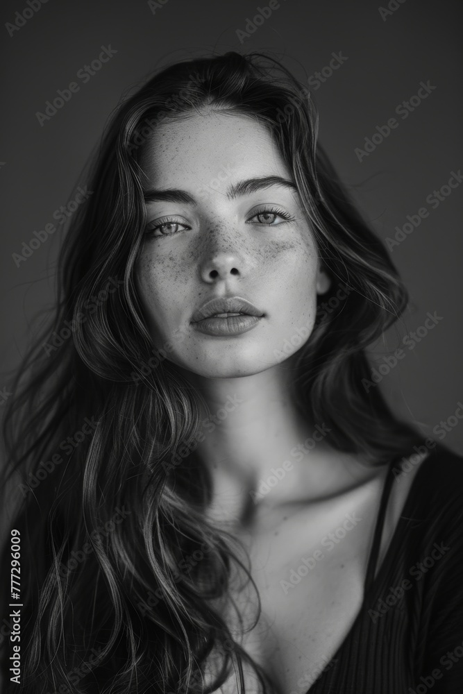 portrait of a beautiful woman with a long hair, black and white, portrait of a beautiful woman with a long hair, black and white,