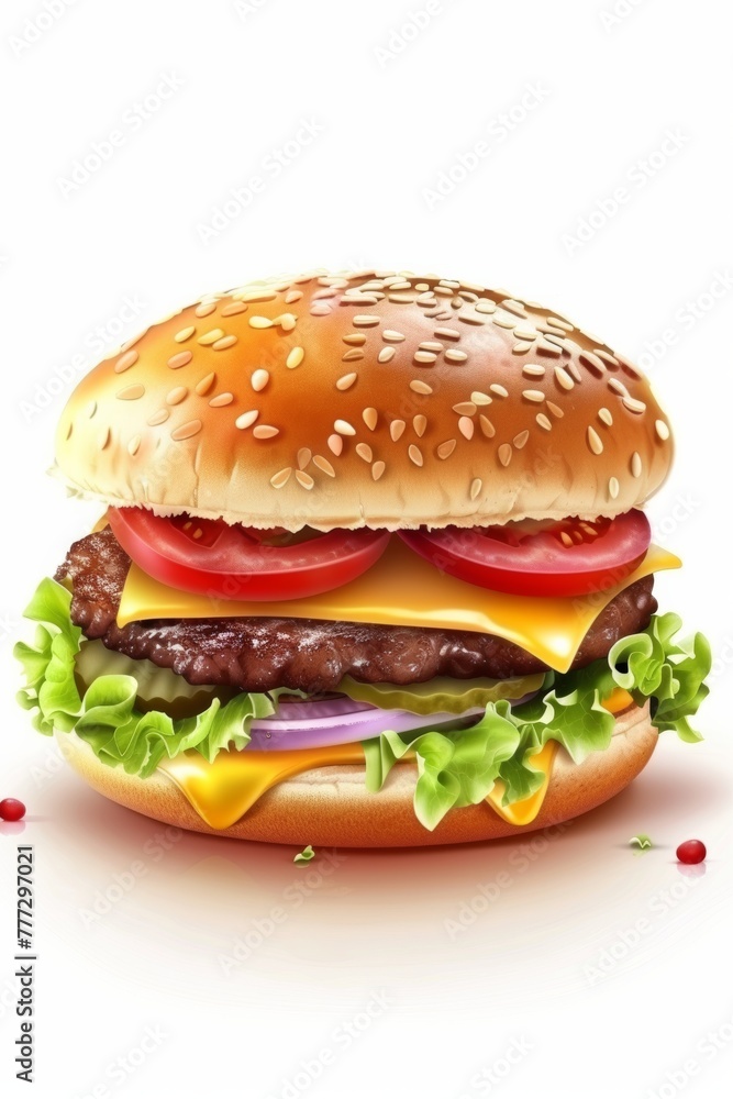 simple realistic burger on white background simple realistic burger on white background