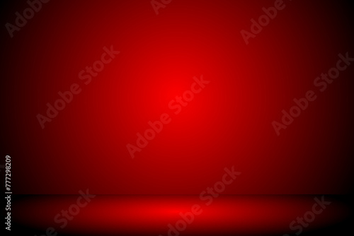 empty 3d studio room background in red gradient color,Smooth blur background like in a room with spot lights shining on the floor or on the stage,Vector illustration