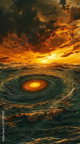 Detailed view of Jupiters Great Red Spot, swirling storm clouds, stock photo highlighting beauty