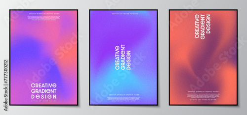 Gradient blurred backgrounds set with modern abstract colorful patterns graphic. Design template collection for cover and poster. Vector illustration