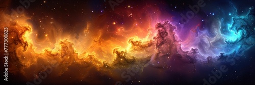 Vibrant space scene with stars and clouds