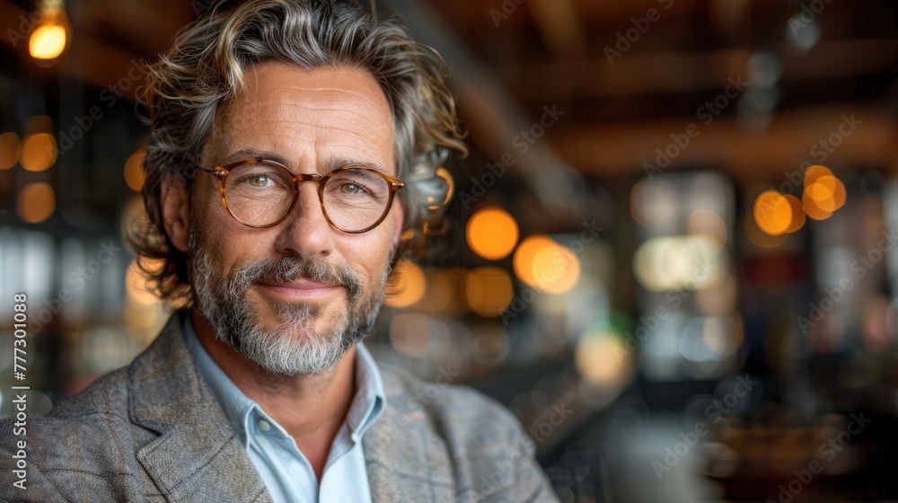 Obraz premium Stylish man in formal attire and glasses posing for a portrait