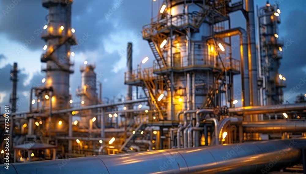 A large oil refinery with numerous pipes and structures A large oil refinery with numerous pipes and structures