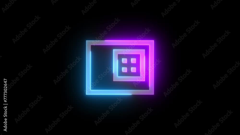 Neon keyboard right dock icon cyan purple color glowing animated black background Neon keyboard right dock icon cyan purple color glowing animated black background