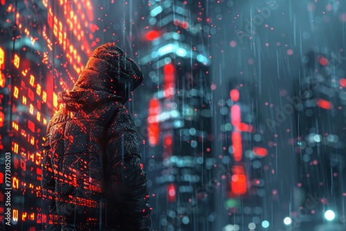 A cyber crimethemed artwork with a dark and futuristic vibe
