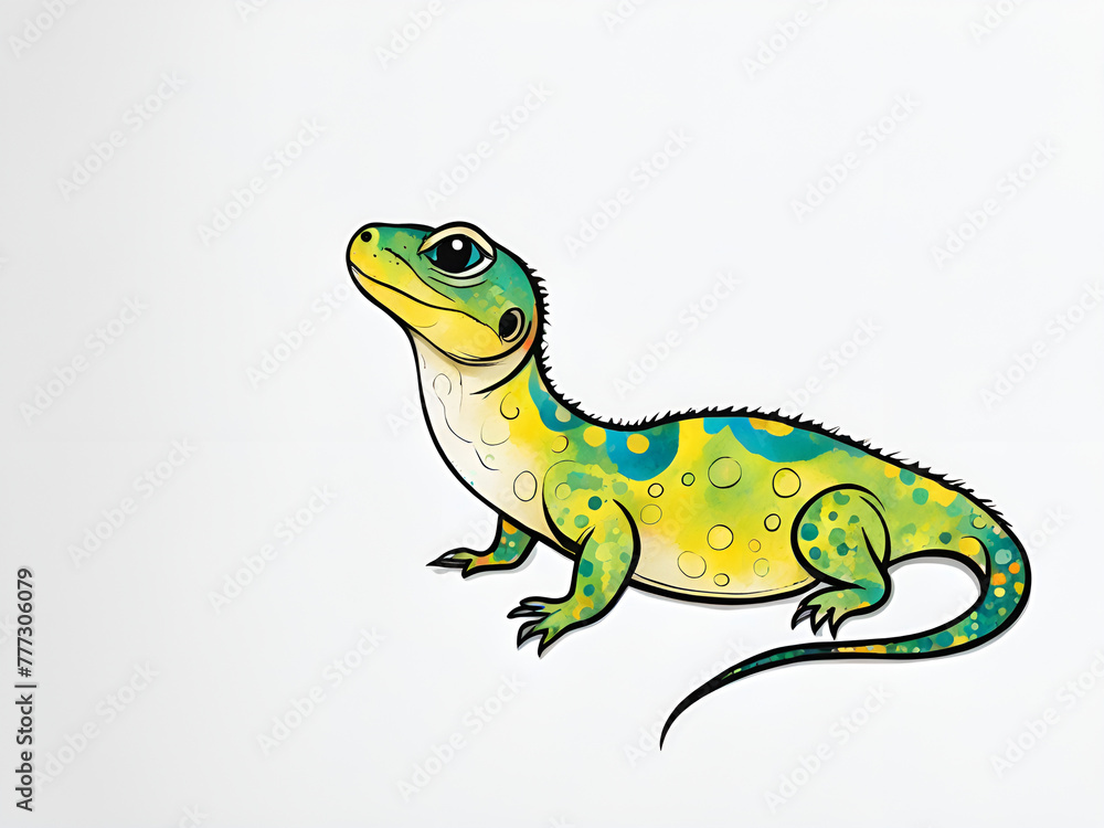 Obraz premium Painting renderings of colorful reptiles, lizards, and chameleons, as well as illustrations and picture books
