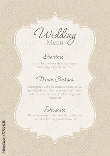 Elegant wedding menu design