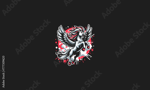 pegasus flying with splash vector artwork design