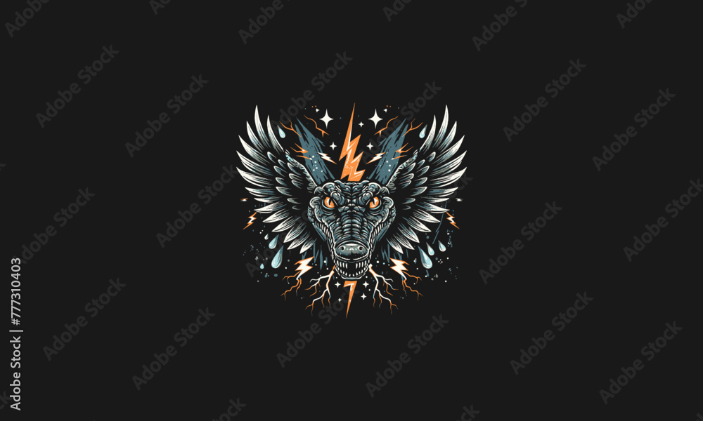 Obraz premium face crocodile with wings vector artwork design