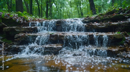 Waterfalls  Photograph cascading waterfalls in lush green surroundings. 