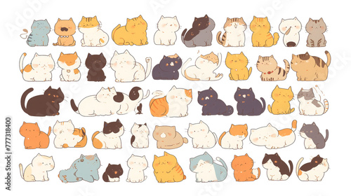 Adorable Cartoon Cat Collection with Playful Poses