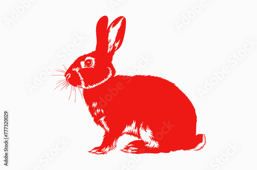 Red silhouette of a rabbit