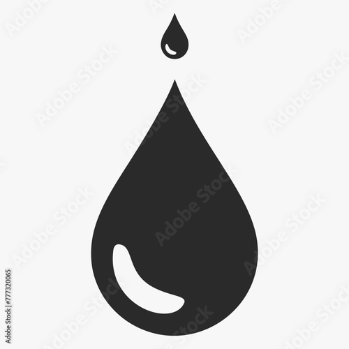 Stylized black droplet on white background