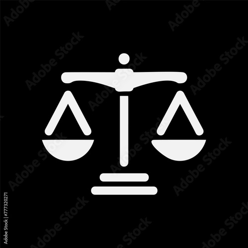 Black and white scales of justice icon