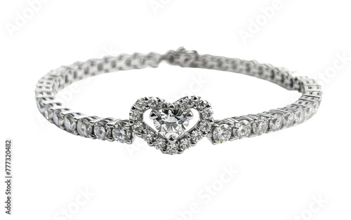 Heart-Shaped Diamond Anklet for Fashionable Appeal On Transparent Background.