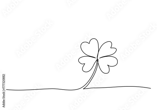 Four-leaf clover  one line drawing vector illustration.