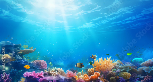 A beautiful underwater scene with coral reefs