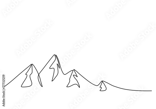 Mountains, one line drawing vector illustration. © Anastasiya