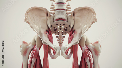 3D rendering of the human pelvic floor muscles, emphasizing function and anatomy