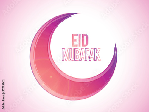 Beautiful Crescent Moon on shiny background for Muslim Community Festival, Eid Mubarak celebration.