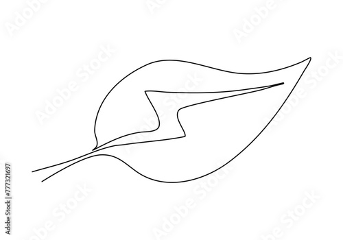 Plant leaf with a sign of power. One line drawing vector illustration. © Anastasiya