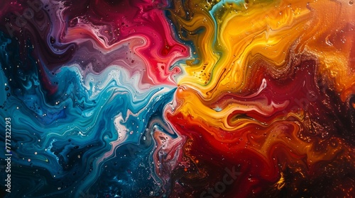Vibrant and surreal oil paint swirls merging into a mesmerizing kaleidoscope of colors.