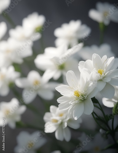 Close-up of beautiful white flowers in full bloom  showcasing delicate petals and intricate details. Perfect for wedding decor  romantic settings  spring themes  and floral arrangements  highlighting 