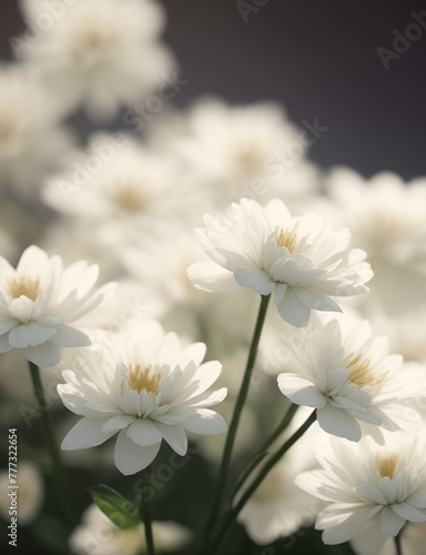 Close-up of beautiful white flowers in full bloom, showcasing delicate petals and intricate details. Perfect for wedding decor, romantic settings, spring themes, and floral arrangements, highlighting 