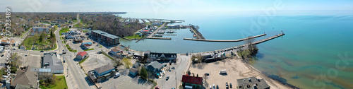Aerial panorama of Port Dover, Canada by the lake