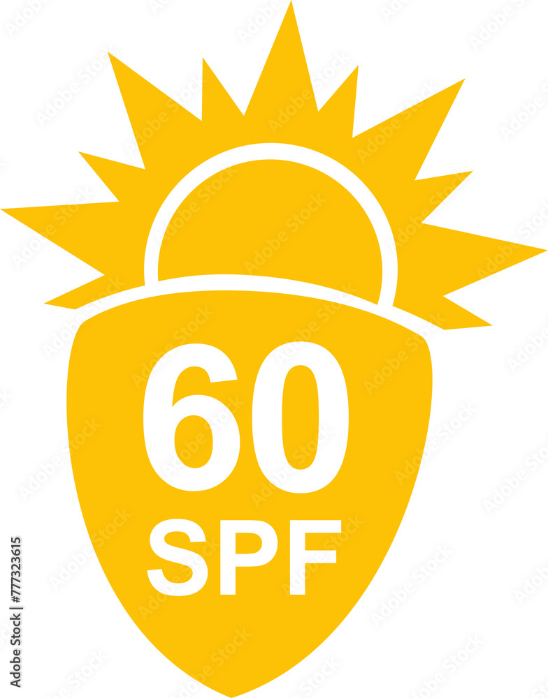 Spf Sign SPF 60 icon. Sun protection for skin. UVA UVB sunscreen protection. SPF ...
