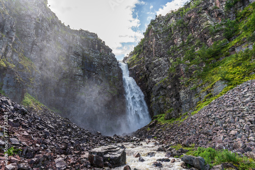 The beautiful waterfall Njupeskar in northern Sweden