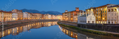 Cityscape of Pisa  with the river Arno and the Church Santa Maria della Spina - Italy photo
