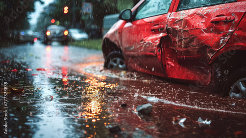 Road accidents, car crashes, rainning © Yuthachai