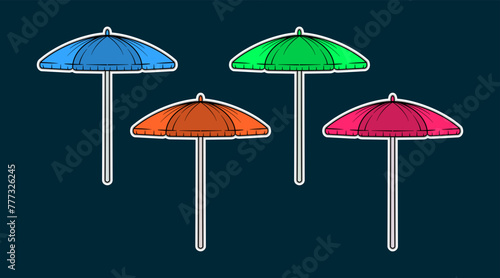 Umbrella Beach Doodle Sticker Illustration
