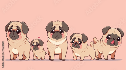 Cartoon pug is a simple illustration. Dog character © iclute3