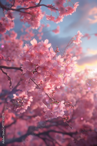 spring cherry blossom on sky background