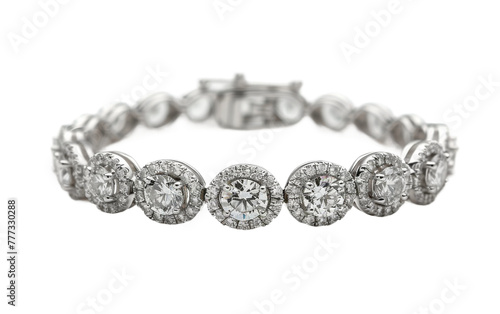 Adorning with Oval Diamond Halo Bracelet On Transparent Background.
