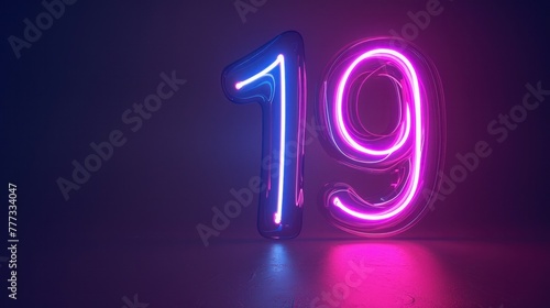 Abstract glowing number nine in neon night, a digital symbol for modern design concepts.