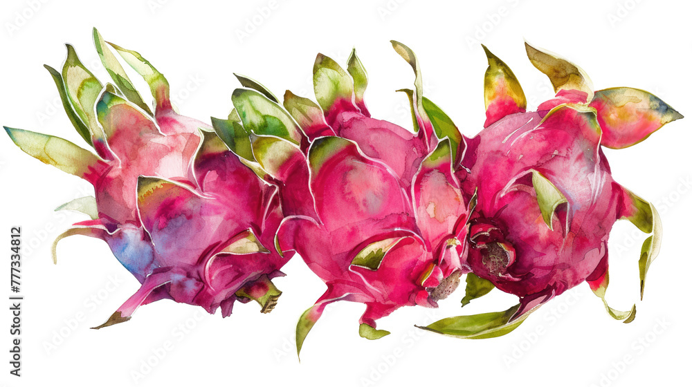 dragonfruit in watercolro drawing isolated on white or transparent png dragonfruit in watercolro drawing isolated on white or transparent png