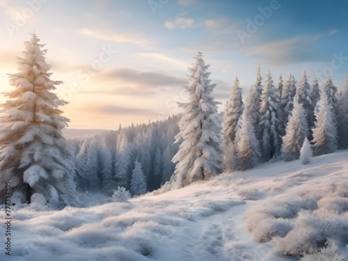 winter landscape with trees in morning © Muhammad