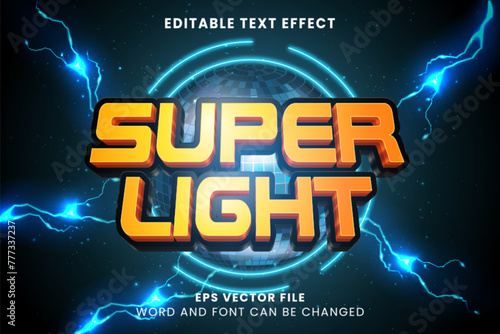 Super light neon glow 3d editable vector text effect