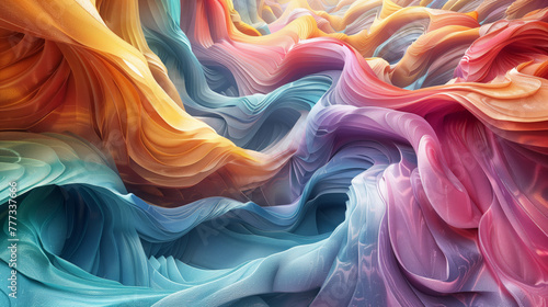 An exploration of digital creativity through abstract, colorful 3D images generated by artificial intelligence, blurring the lines between reality and the digital realm photo