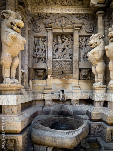 The complex around Kailasanathar Temple also referred to as the Kailasanatha temple, Kanchipuram, Tamil Nadu, India. It is a Pallava era historic Hindu temple.