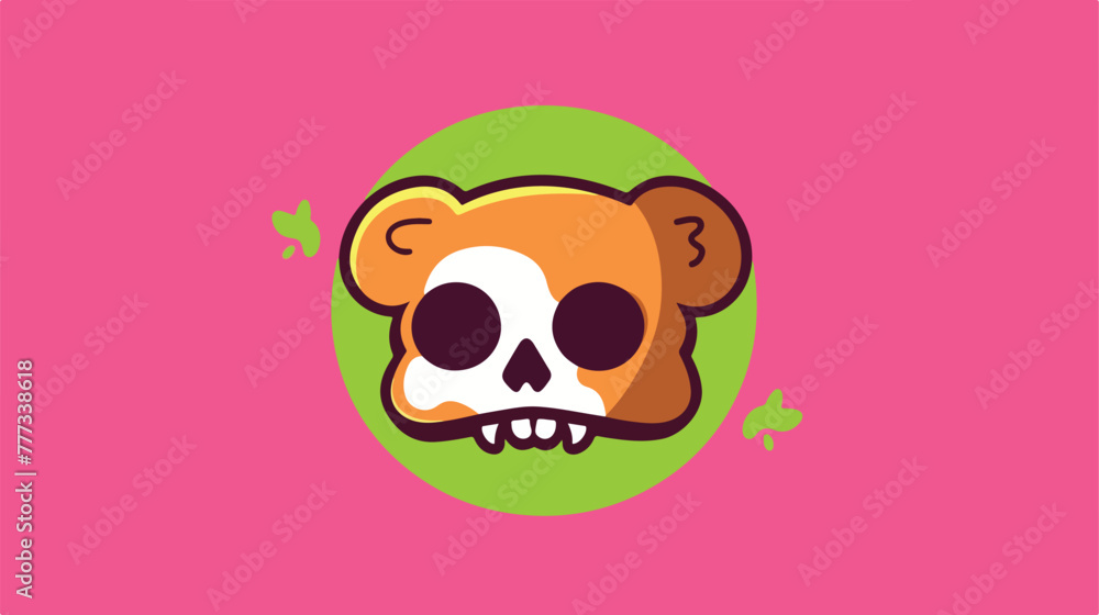 Dead head bear icon logo vector 2d flat cartoon vac