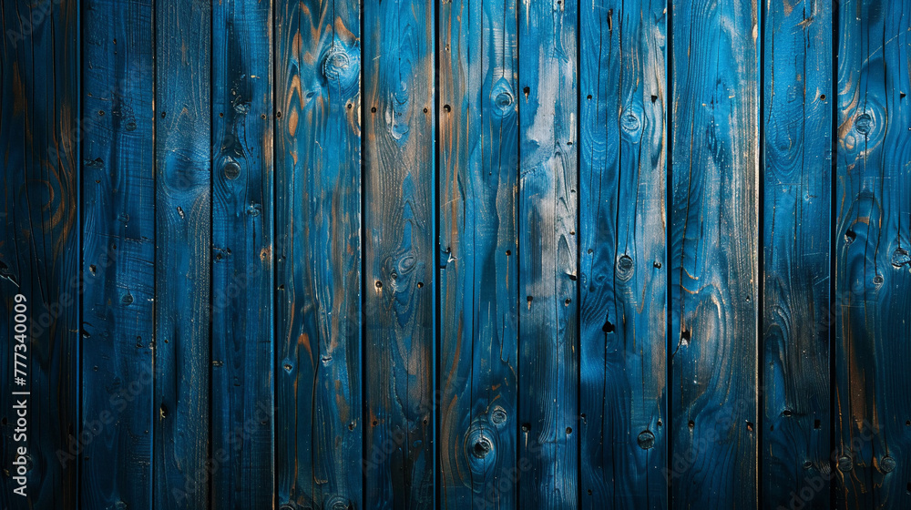 Blue wooden wall background or texture. Wooden texture with natural patterns. AI. - obrazy, fototapety, plakaty 