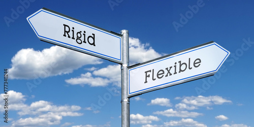 Flexible or rigid - metal signpost with two arrows